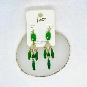 Green & Gold Dangling Statement Earrings
